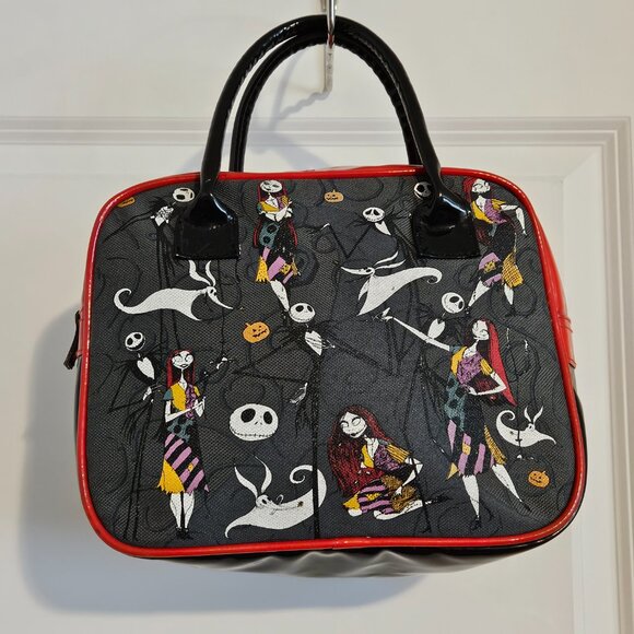 Disney Burton Nightmare Before Christmas Character Black Red Vinyl Purse Bag - Picture 3 of 6